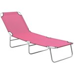Vidaxl - chaise longue pliable acier et tissu rose Vidaxl - chaise longue pliable acier et tissu rose