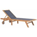 Vidaxl - chaise longue pliable avec roulettes teck massif et textil�ne
