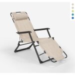 Chaise longue pliante de plage multipositions emily lux zero gravity - beige