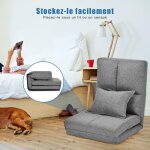 Costway - chaise longue r�glable fauteuil relax de sol matelas pliant, canap� paresseux avec pouf confortable ...