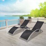 Vidaxl - chaises longues avec table aluminium noir