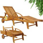Chaise longue tami sun en bois d'acacia transat avec roues pour ext�rieur jardin terrasse meuble bain ...