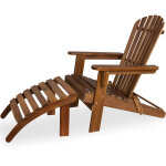 Chaise longue transat adirondack en bois d'acacia avec repose - pieds bain de soleil sige de jardin ...