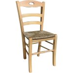 Chaise de cuisine loris en bois naturel avec assise en paille pour la maison restaurant