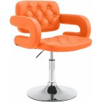 Chaise lounge dublin similicuir - pi�tement avec colonne centrale en m�tal chrom� orange