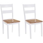 Chaises � manger lot de 2 blanc bois d'h�v�a massif