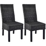 Lot de 2 chaises scandinave - chaises de salle � manger noir rotin kubu et bois de manguier vidaxl