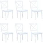 Vidaxl - chaises  manger lot de 6 blanc bois d'hva massif