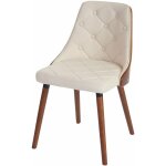 Chaise à manger visiteur bureau capitonné aspect noyer courbé en synthétique crème 040002199 Chaise à manger visiteur bureau capitonné aspect noyer courbé en synthétique crème 040002199