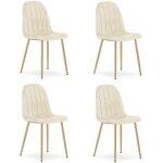 Chaise padva - velours beige clair / pieds en ch�ne x 4