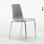 Chaise avec pieds en acier empilable pour bar et cuisine lollipop grand soleil - gris