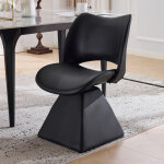 Chaise pivotante dossier haut pour salle � manger, bureau ou coiffeuse, rembourr�e, m�tal et bois, noire ...