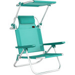 Chaise de plage - outsunny - pliable 6 positions - auvent ajustable et repose - t�te - 62x68x79cm - m�tal ...