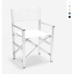 Chaise de plage pliante portable en aluminium textilne regista gold - blanc