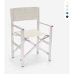 Chaise de plage pliante portable en aluminium textil�ne regista gold - gris