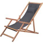 Vidaxl - chaise pliable de plage tissu et cadre en bois gris