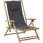 Vidaxl - chaise de relaxation inclinable gris fonc bambou et tissu
