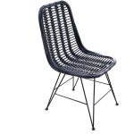 Chaise rotin naturel salle  manger chillvert parma 46x60x92 cm noir