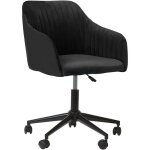 Beliani - chaise  roulettes en velours noir sur pied chrom rglable avec accoudoirs tendance et design ...