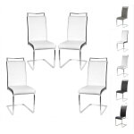 Skecten - chaises salle  manger lot de 4 chaises pied luge, blanc + noir