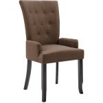 Chaise de salle  manger avec accoudoirs marron tissu vidaxl