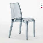 Chaise salle � manger bar transparent empilable cristal light polycarbonate grand soleil design - noir ...