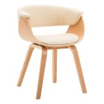 Chaise de salle � manger bois clair courb� et similicuir beige kobaly
