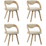 Chaise de salle � manger bois clair et simili cuir beige canva - lot de 4