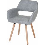 Chaise de salle  manger bureau visiteur sans roulette design rtro en tissu gris pied en bois clair ...