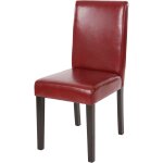 D�coshop26 - chaise de salle � manger cuisine en cuir rouge pieds en bois fonc� style moderne 040002335 ...