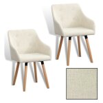 Estexo - chaise de salle à manger cuisine x2 vintage en tissu pieds bois beige Estexo - chaise de salle à manger cuisine x2 vintage en tissu pieds bois beige