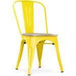 Tolix style - chaise de salle  manger - design industriel - acier et bois - nouvelle dition - stylix ...