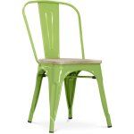 Tolix style - chaise de salle � manger - design industriel - acier et bois - nouvelle �dition - stylix ...