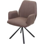Dcoshop26 - chaise de salle  manger fauteuil de bureau en tissu marron en acier design pivotant rtro ...