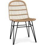 Privatefloor ? chaise de salle � manger en rotin synth�tique ? style boho vintage ? pieds en m�tal noir ...