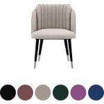 Chaise de salle � manger en velours milano simple - pieds en m�tal avec embouts argent�s - chaise de ...