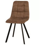 Chaise en simili marron clair pieds m�tal noir