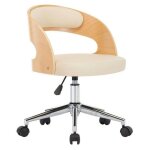 Chaise sur roulettes simili cuir beige et bois clair esinn