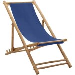 Vidaxl - chaise de terrasse bambou et toile bleu marine
