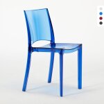 Chaise transparente salle � manger bar empilable b - side grand soleil - bleu transparent