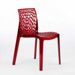 Chaise transparente salle � manger caf� empilable nid d'abeille grand soleil gruvyer - rouge transparent ...
