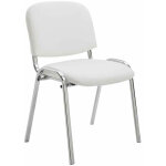 Clp - chaise visiteur ken en similicuir et pi�tement en m�tal chrom� blanc