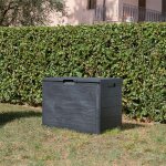 Coffre de jardin 160l en r�sine recycl�e effet bois ? dimensions 77, 5 x 44, 5 x 52, 7 cm ? couleur anthracite ...