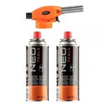 Chalumeau � gaz neo avec allumage pi�zo + 2 cartouches de 227 g - id�al pour la soudure et les travaux ...