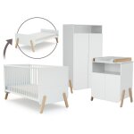 Chambre bb lit, commode  langer et armoire blanc et htre verni