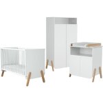 Chambre b�b� lit, meuble � langer et armoire blanc et h�tre verni