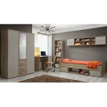 Chambre complte enfant 5p 'dino iv' chne & blanc