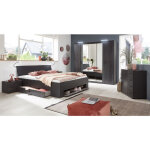 Chambre  coucher complte adulte (lit 160x200 cm queen size + 2 chevets + armoire) coloris gris fonc ...