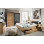 Chambre  coucher complte adulte (lit 160x200 cm queen size + 2 chevets + armoire + commode) coloris ...