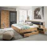 Chambre  coucher complte adulte (lit 160x200 cm queen size + 2 chevets + 2 tiroirs + armoire) coloris ...